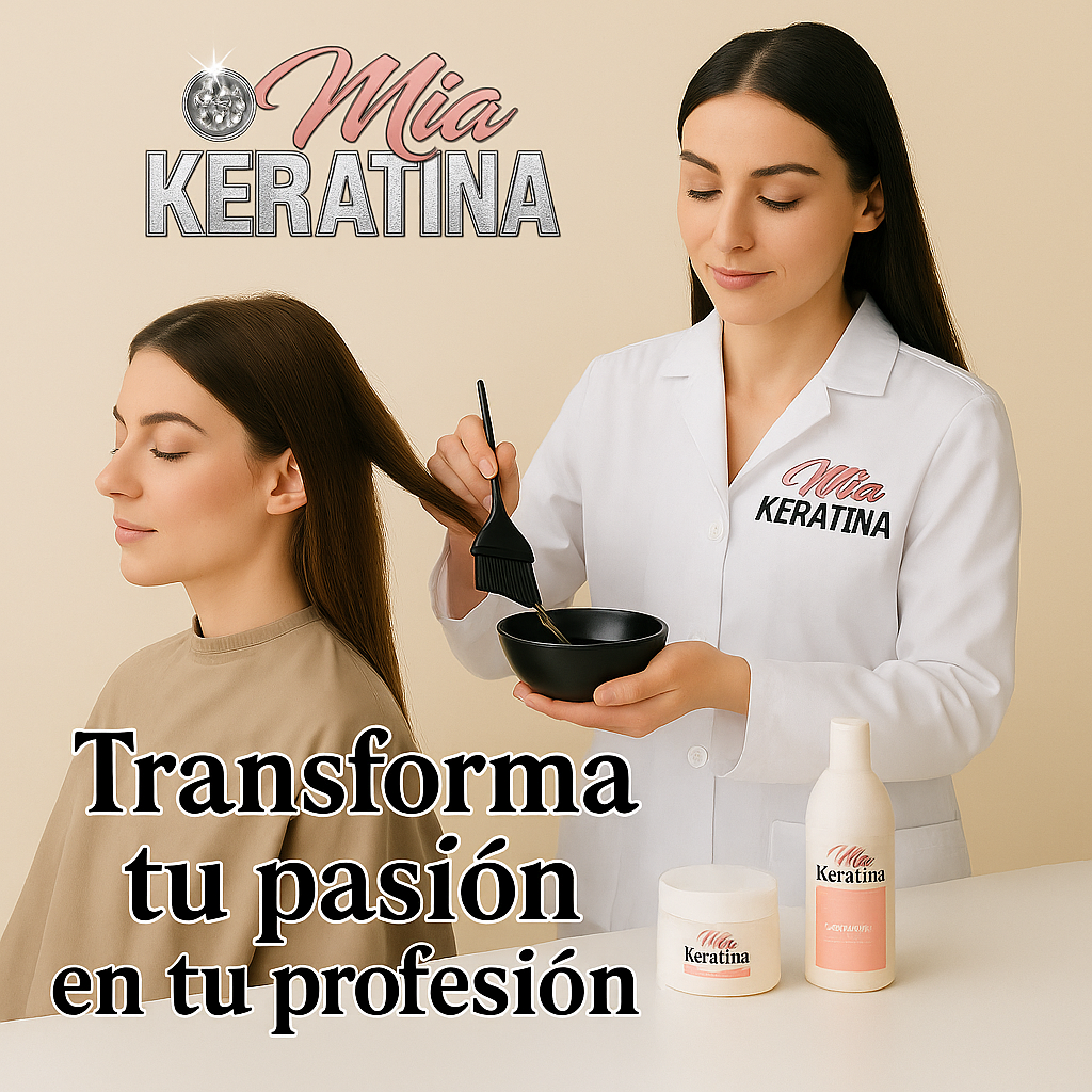 "Colección Cursos MiaKeratina: aprende desde cero a aplicar tratamientos capilares profesionales, empodérate y transforma tu pasión en tu propio negocio de belleza."