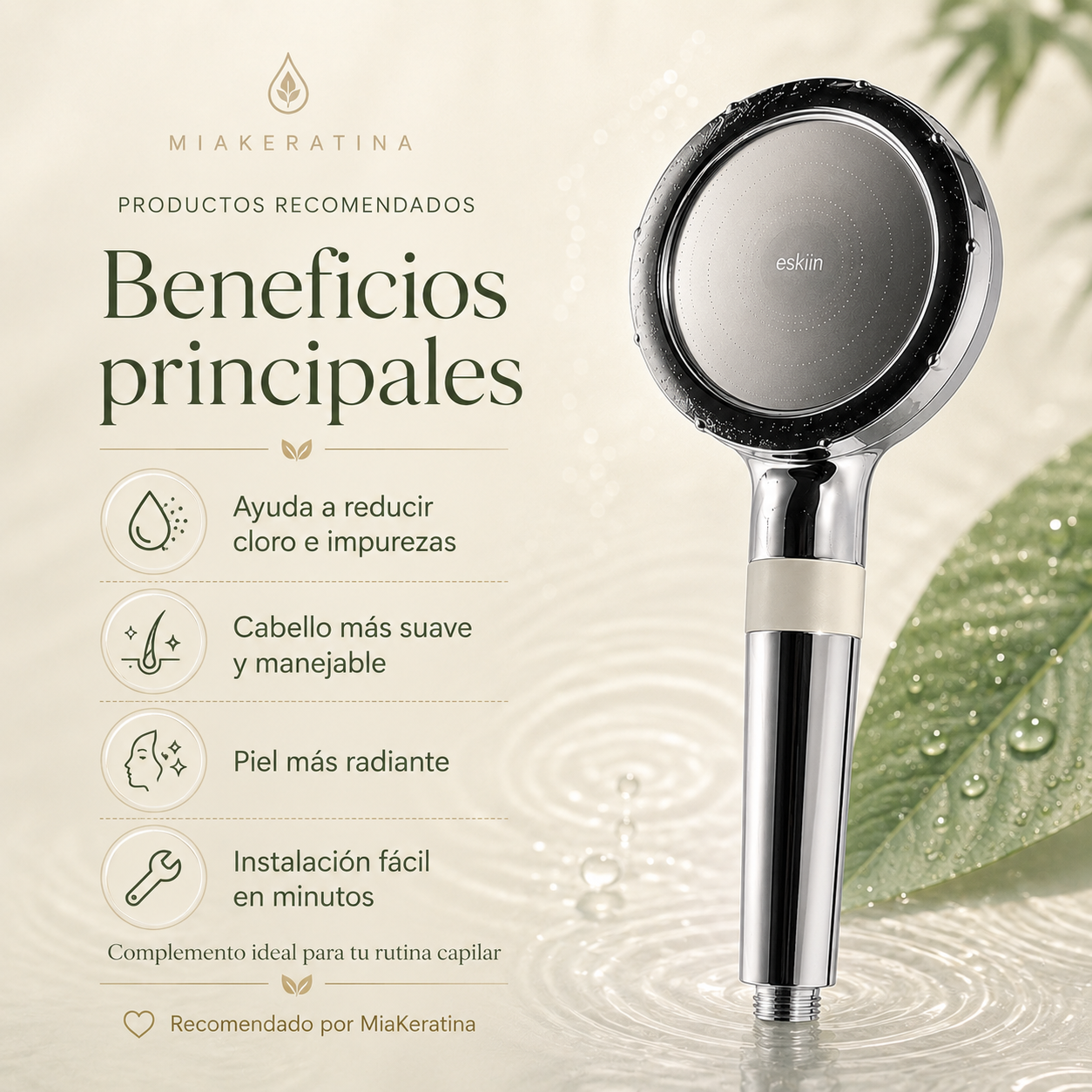 Ducha Filtrante eskiin para Cabello y Piel | Recomendada por MiaKeratina