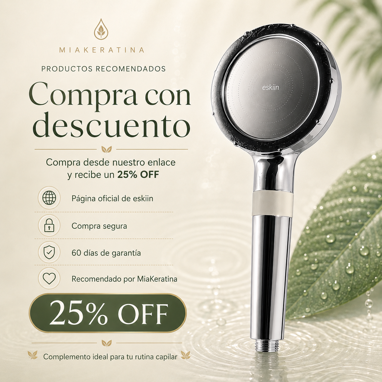 Ducha Filtrante eskiin para Cabello y Piel | Recomendada por MiaKeratina