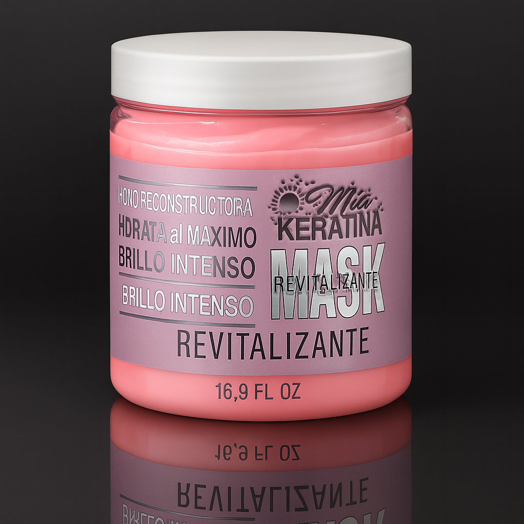 "Mía Keratina Mask Revitalizante – mascarilla capilar hidratante y reparadora con brillo intenso"